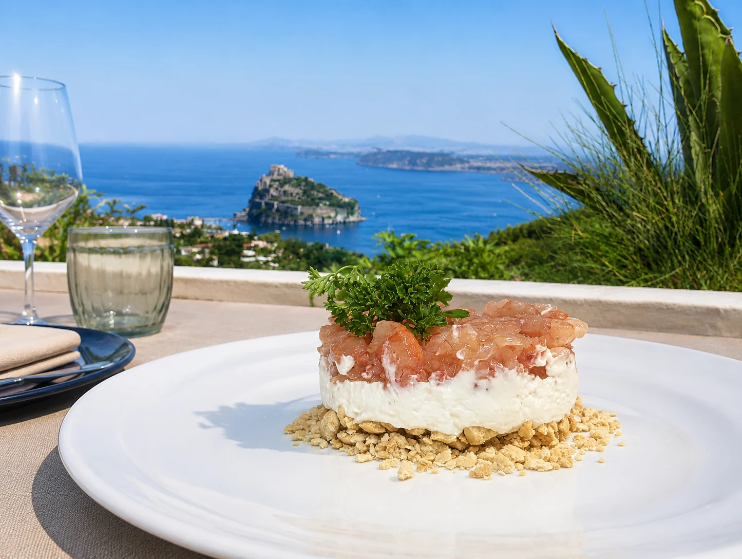 Tartare di gambero rosso con stracciatella e tarallo – Barracuda Restaurant Ischia